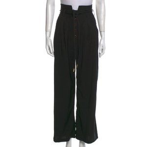 ZIMMERMANN Wide Leg Lace-Up Belted Pants – Black, XS | Designer Size 0